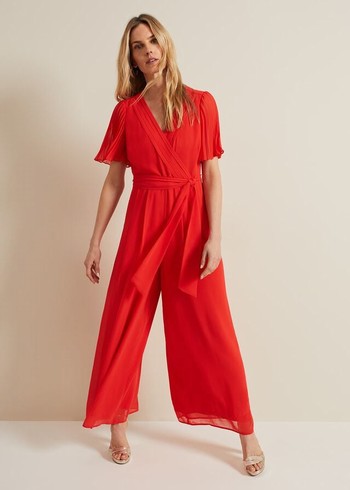 Phase Eight Kendall Pleat Jumpsuit Orange USA | 0614298-HG